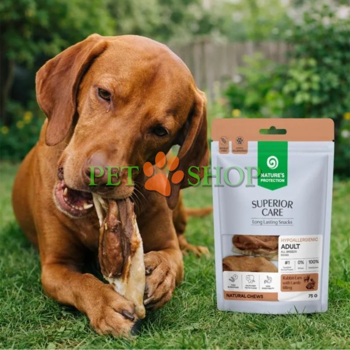 <p><strong>Nature&rsquo;s Protection Superior Care Adult All Breeds Dogs Snacks&nbsp;-&nbsp;</strong>кроличьи уши с начинкой из ягненка<strong>&nbsp;</strong>лакомство для взрослых собак всех пород. Это натуральное жевательное лакомство с функциональной начинкой, созданное для ежедневного поощрения питомца.&nbsp;Не подходит для щенков младше 3 месяцев.</p>