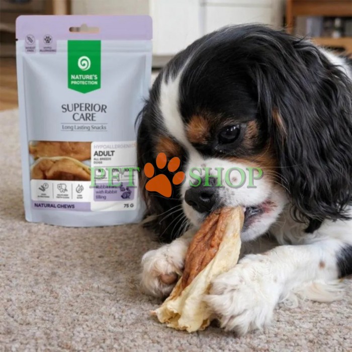 <p><strong>Nature&rsquo;s Protection Superior Care Adult All Breeds Dogs Snacks&nbsp;-&nbsp;</strong>кроличьи уши с начинкой из кролика лакомство для взрослых собак всех пород. Это натуральное жевательное лакомство с функциональной начинкой, созданное для ежедневного поощрения питомца.&nbsp;Не подходит для щенков младше 3 месяцев.</p>