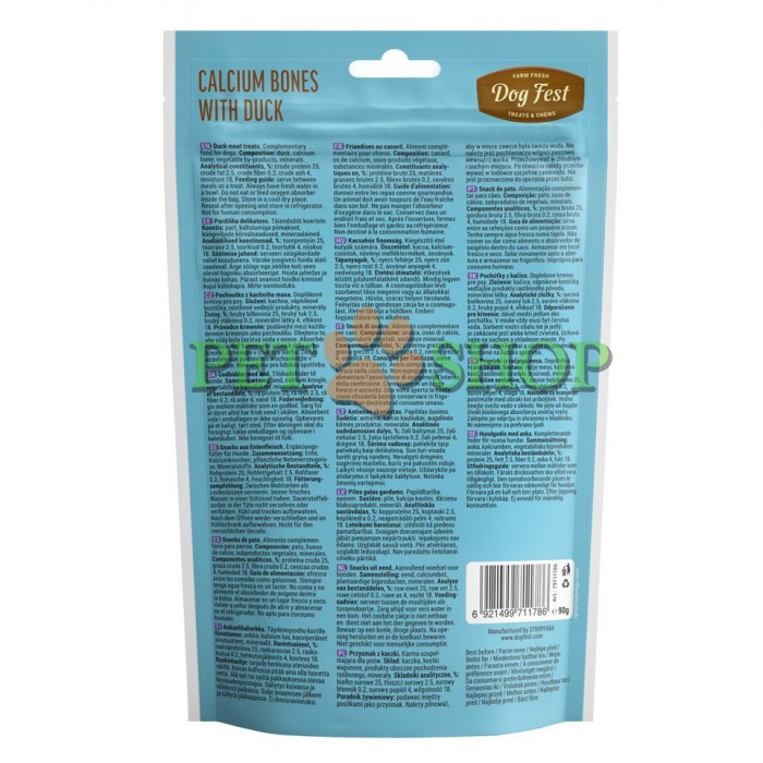 <p><strong>Delicatese pentru căței perfect potrivită pentru toate rasele &ndash; oscioare de calciu cu rață., 90 gr</strong></p>