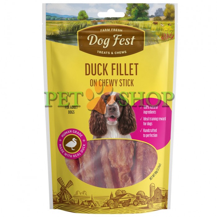 <p><strong>Delicatese pentru c&icirc;ini de talie medie și mare - fileu din carne de rață &icirc;nfășurate pe bastonașe de mestecat.</strong></p>