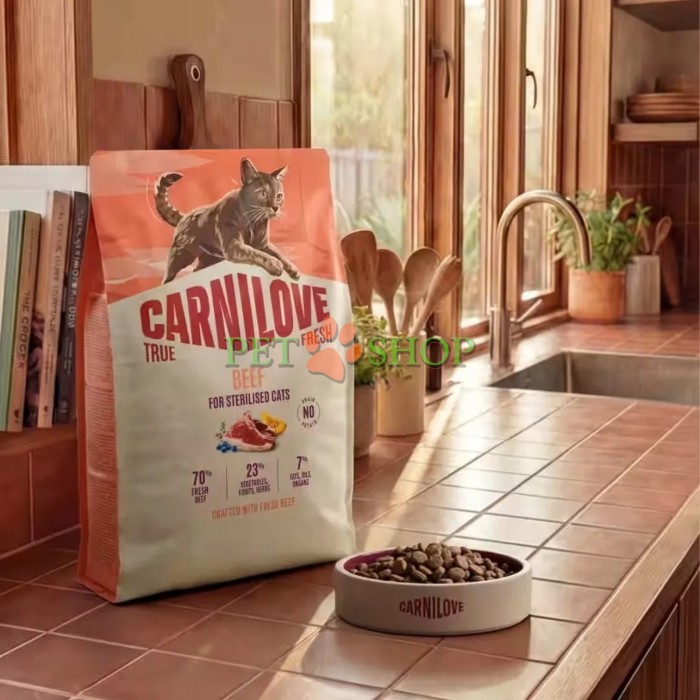 <p><strong>Carnilove True Fresh Sterilised Cat Beef</strong> -&nbsp;полнорационный корм <strong>TRUE FRESH со свежей говядиной</strong> для взрослых стерилизованных кошек всех пород.&nbsp;<strong>Свежее мясо и субпродукты&nbsp;-&nbsp;Без куриного мяса и жира&nbsp;-&nbsp;Беззерновой.</strong></p>