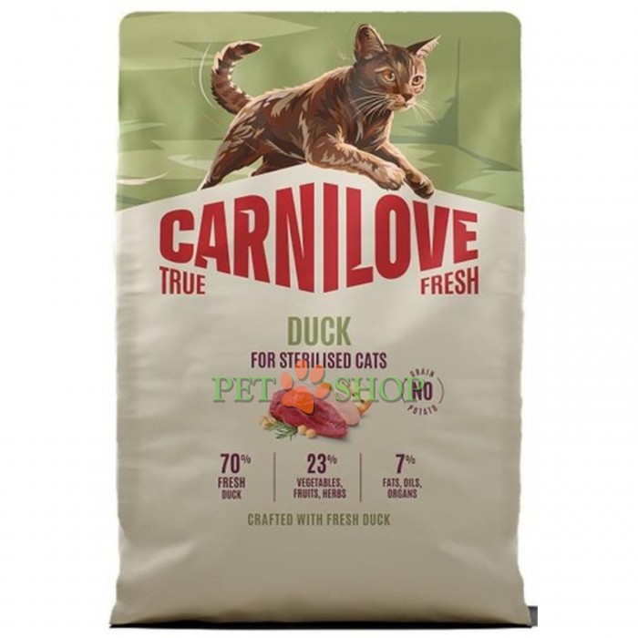 <p><strong>Carnilove True Fresh Sterilised Cat Duck -&nbsp;</strong>полнорационный корм&nbsp;<strong>TRUE FRESH</strong>&nbsp;со свежей уткой для стерилизованных взрослых кошек всех пород.&nbsp;<strong>Свежее мясо и субпродукты&nbsp;-&nbsp;Без куриного мяса и жира&nbsp;-&nbsp;Беззерновой.</strong></p>
