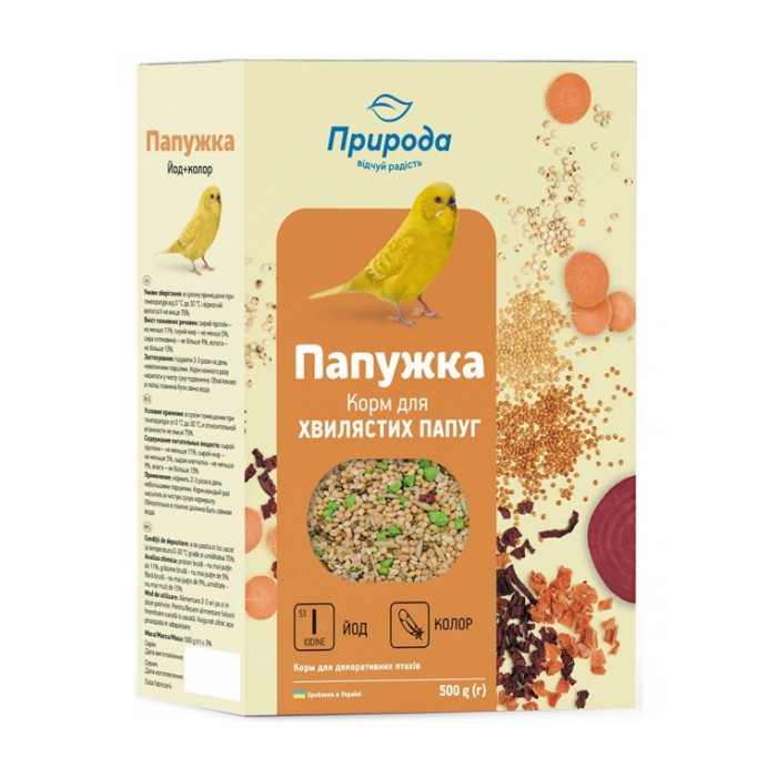 <p><strong>Корм Природа &laquo;Папужка йод + колор&raquo; Для волнистых попугаев&nbsp;500 гр</strong></p>