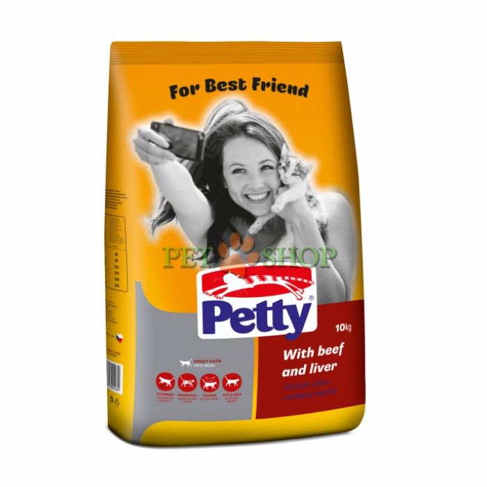 <p><strong>ПЕТТИ с говядиной и печенью.&nbsp;Полноценный корм для взрослых кошек всех пород.</strong></p>