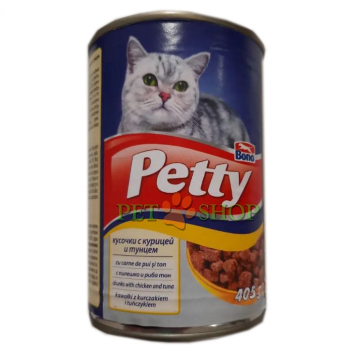 <p><strong>Petty кусочки курицы с тунцом&nbsp;- полнорационный корм для взрослых &nbsp;кошек</strong></p>
