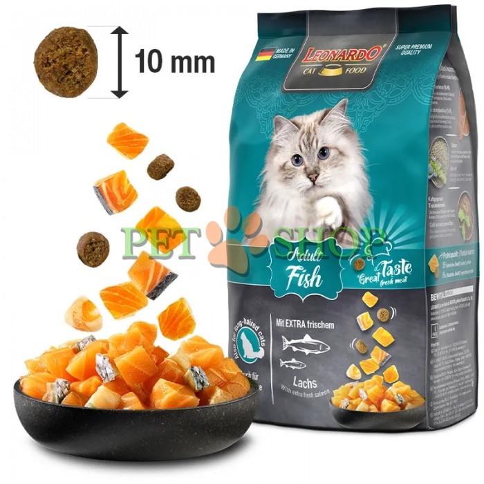 <p><strong>Leonardo Adult Fish - сухой корм супер-премиум класса для взрослых кошек с рыбой и рисом,&nbsp;прекрасно подойдёт кошкам, которые&nbsp;имеют чувствительное или слабое пищеварение,&nbsp;1 кг на развес.</strong></p>
