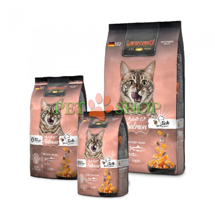 <p><strong>Leonardo Grain Free Salmon - </strong>cu adaos de somon proaspăt.&nbsp;Ideal pentru pisici cu intoleranțe alimentare și adecvat pentru pisici sensibile.&nbsp;Rețetă cu amarant &icirc;n locul cerealelor.</p>