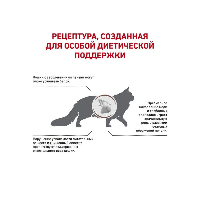 <p><strong>Ветеринарная диета для кошек при заболеваниях печени</strong></p>

<p><strong>* Снижение нагрузки на печень</strong></p>

<p><strong>* Высокая вкусовая привлекательность</strong></p>

<p><strong>* Способствует восстановлению гепатоцитов</strong></p>

<p><strong>* Уменьшение осложений при болезнях печени</strong></p>