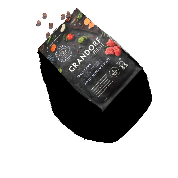 <p><strong>GRANDORF Fresh Dog Adult MEDIUM MAXI Lamb -&nbsp;</strong>Hrană fără cereale cu probiotice vii, pentru c&acirc;ini adulți de talie medie și mare, cu digestie sensibilă sau predispuși la alergii.</p>