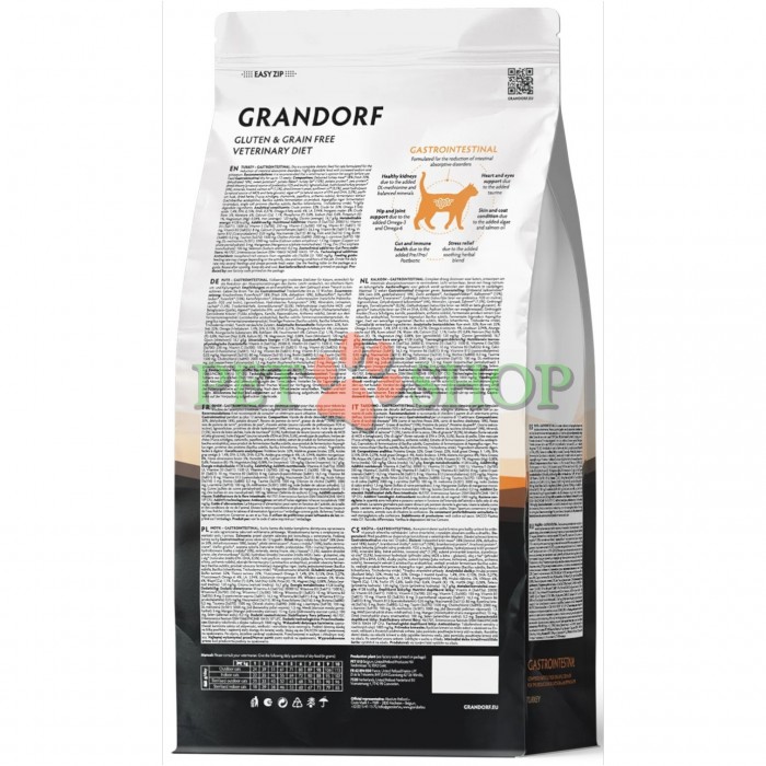 <p><strong>Grandorf Veterinary Diet Cat Gastrointestinal -&nbsp;</strong>hrană dietetică uscată completă pentru pisici, formulată pentru reducerea tulburărilor de absorbție intestinală. Ușor de digerat, cu un conținut ridicat de sodiu și potasiu.</p>
