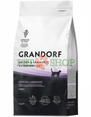 <p><strong>Grandorf Veterinary Diet Cat Hypoallergenic - </strong>полнорационный диетический корм для кошек, применяемый при пищевой аллергии или пищевой непереносимости. Формула на основе гидролизованного белка кролика.</p>