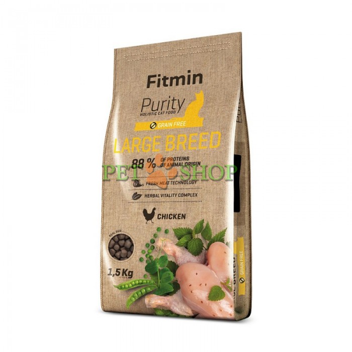 <p><strong>Fitmin Purity Large Breed&nbsp;-&nbsp;pentru pisici de rase mari. Acestea sunt granule pentru pisici mari</strong></p>