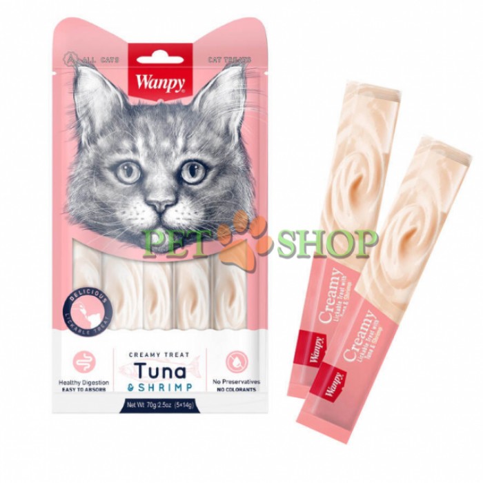 <p><strong>Creamy Snack&nbsp;bazată pe ton, creveți și carne de pui&nbsp;pentru pisici adulte și pisoi de peste 3 luni, 14 grame - 1 plic&nbsp;</strong></p>