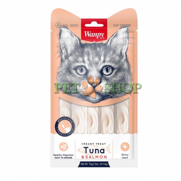 <p><strong>Аппетитное лакомство с кремовой текстурой на основе тунца, лосося и куриного мяса для взрослых кошек и котят старше 3 месяцев, 14 грамм - 1 пакетик</strong></p>