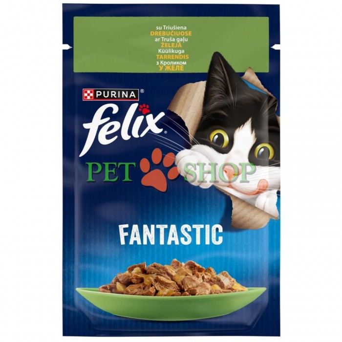 <p><strong>Консервы для кошек Purina Felix Аппетитные кусочки, кролик, пауч, 85 гр</strong></p>