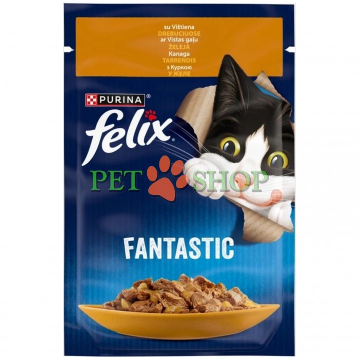 <p><strong>Консервы для кошек Purina Felix Аппетитные кусочки, курица, пауч, 85 гр</strong></p>
