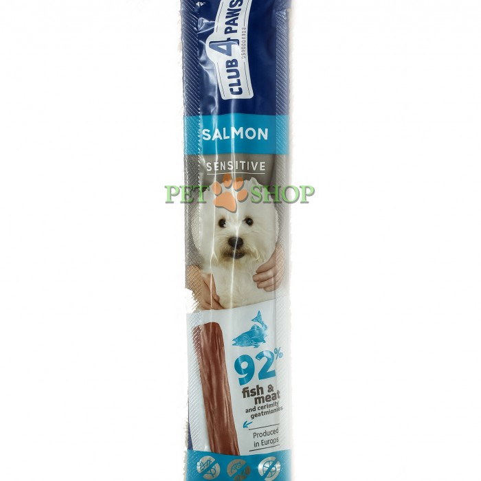 <p><strong>&nbsp;Club 4 Paws Premium Meat Stick Sensitive 12 gr&nbsp;stick cu somon 12 gr</strong></p>