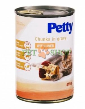 <p><strong>Влажный корм для кошек Petty, с печенью, 415 г</strong></p>