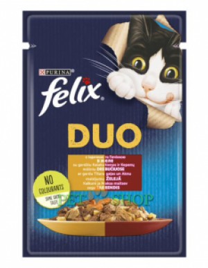 <p><strong>Консервы Felix Fantastic Duo изготовлены из высококачественных ингредиентов. Нежные кусочки, которые отлично сочетают в себе два мясных вкуса индейки и печени в желе. Благодаря этому, теперь Ваша кошка может наслаждаться двумя вкусами одновременно!</strong></p>