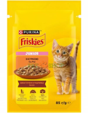 <p><strong>Влажный корм Friskies для котят с курицей в соусе 85&nbsp;гр</strong></p>